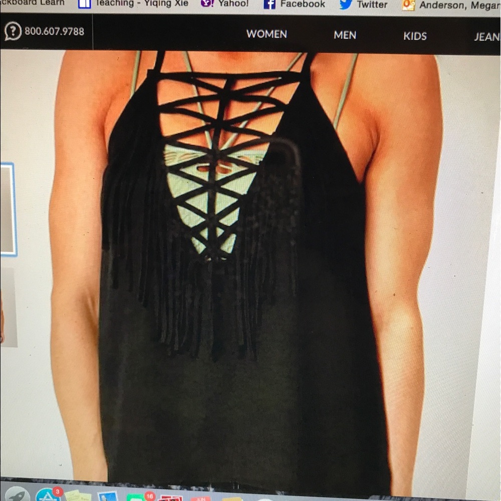 Bke red fringe tank top