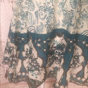 Cream and Emerald Embellished Boho Top