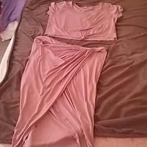 Knot skirt set with cropped shirt