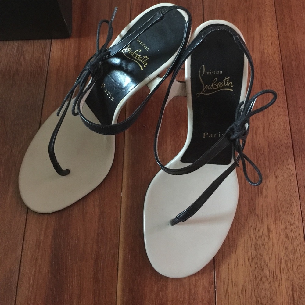SOLD Christian Louboutin Black/Cream Sandals