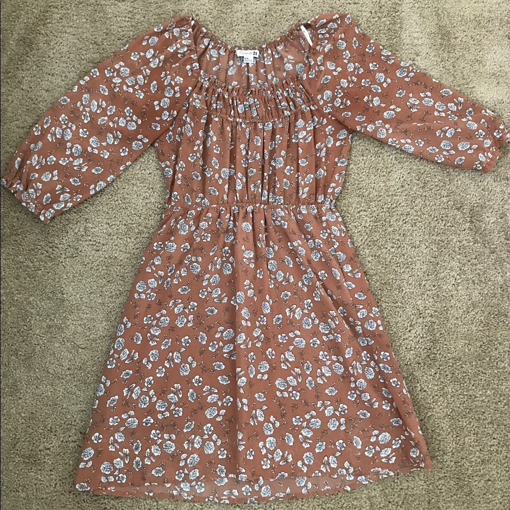 Forever 21 brown midi dress with 3/4 sleeves