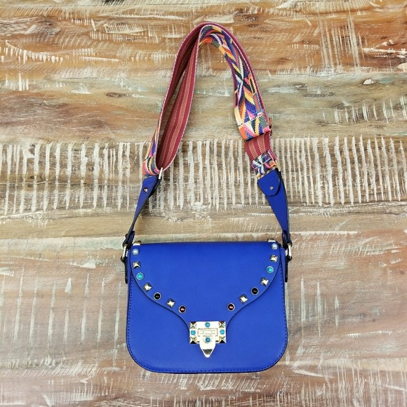 🚫SOLD🚫Cobalt Jewel Studded Crossbody Wide Strap - Picture 2 of 5
