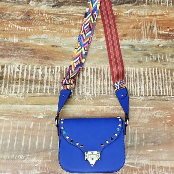 🚫SOLD🚫Cobalt Jewel Studded Crossbody Wide Strap - Picture 5 of 5