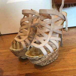 Nude sandal cork heels