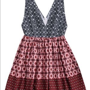 Plunging Neck Printed Mini Dress