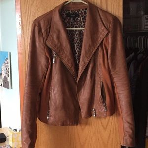 Light Brown Fake Leather Jacket