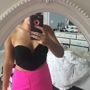 Black deep v crop top