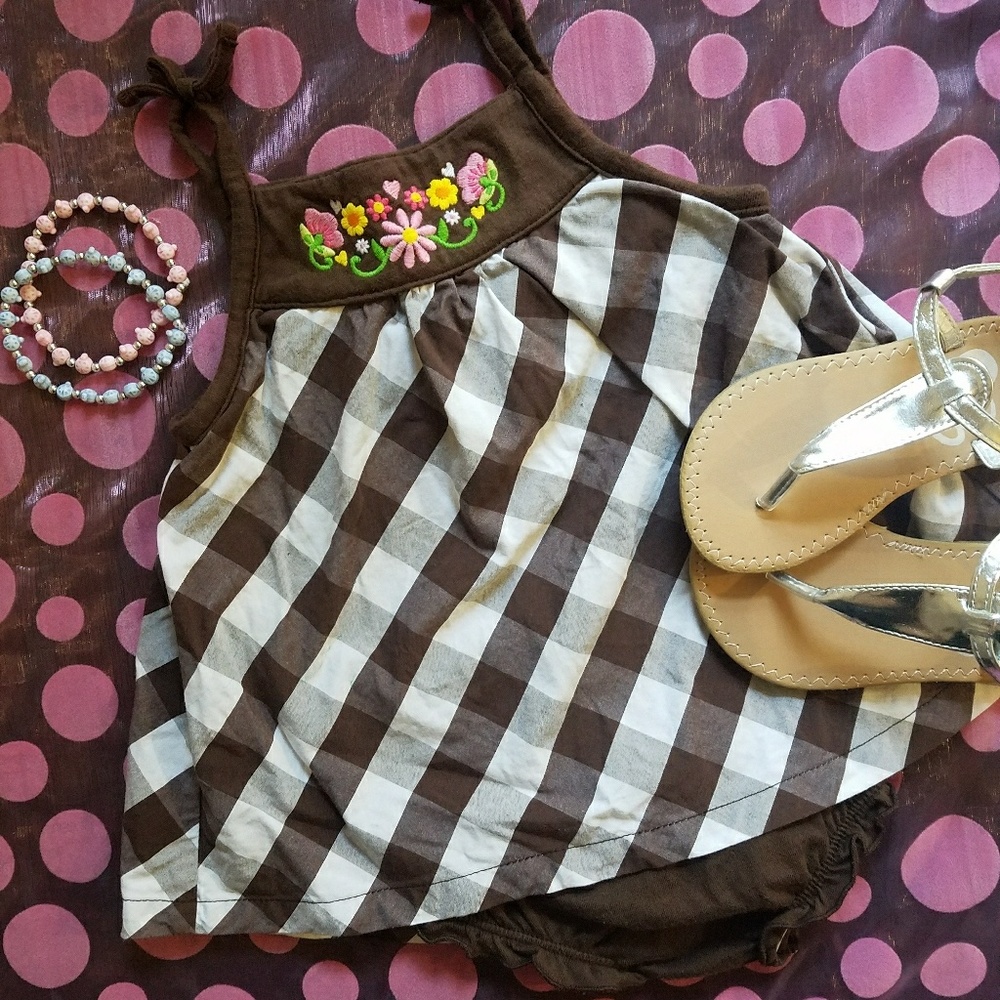 18 Months Brown & White Plaid Onesie Dress