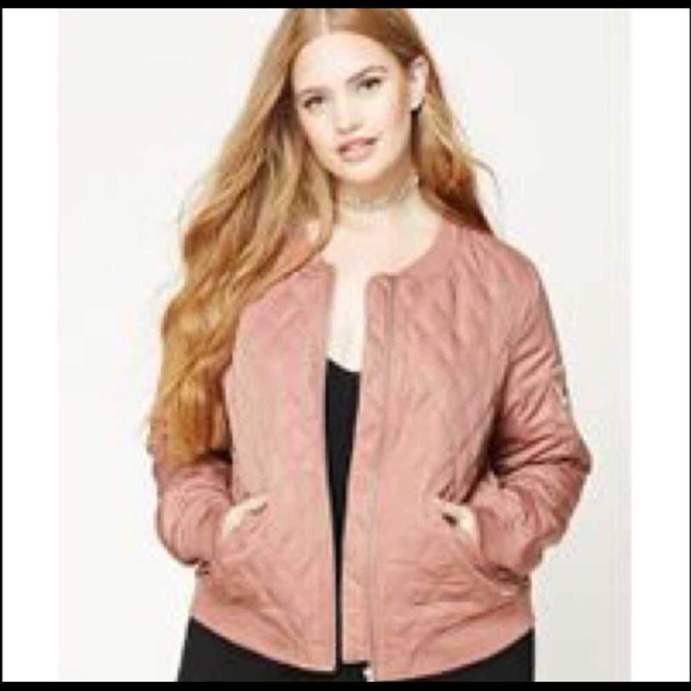 Forever 21. Mauve quilted bomber jacket.
