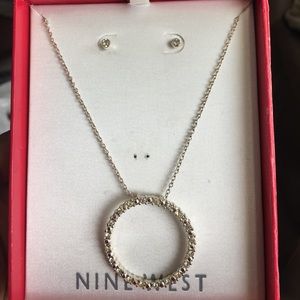 Nine West Rhinestone Necklace and earring set