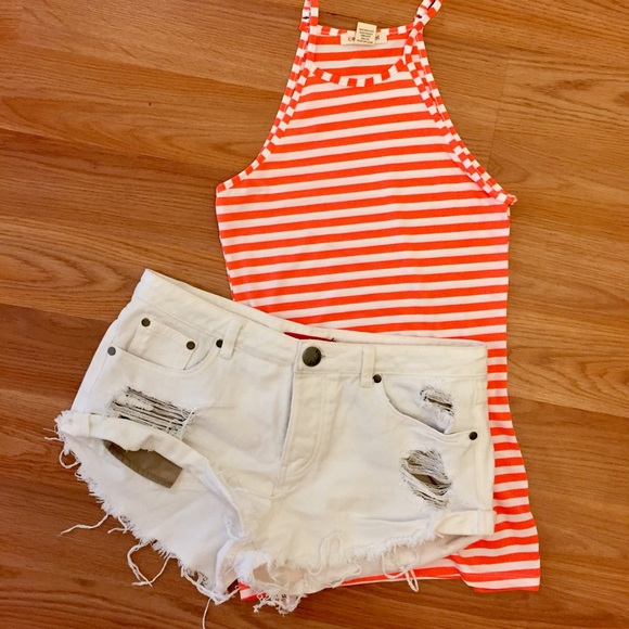 Neon Orange Striped High Neck Top - Picture 2 of 8