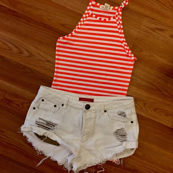 Neon Orange Striped High Neck Top - Picture 3 of 8