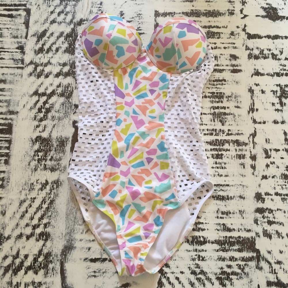 Strapless One Piece Swimsuit with Cutouts Size S