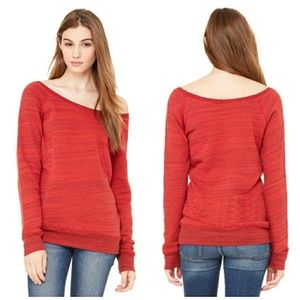 Bella Triblend Red Marble Wideneck Slouch Sweater