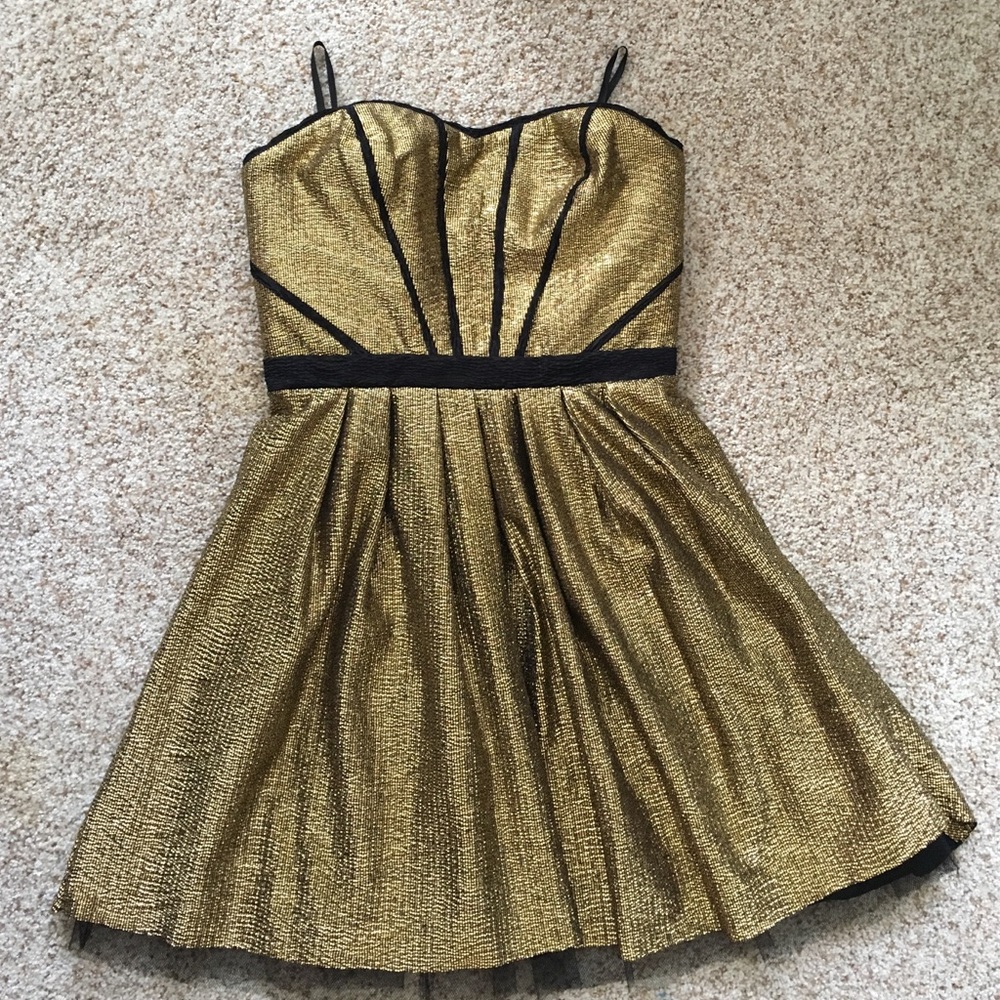 Gold Strapless Mini Dress