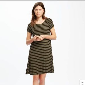 Striped rib knit swing dress