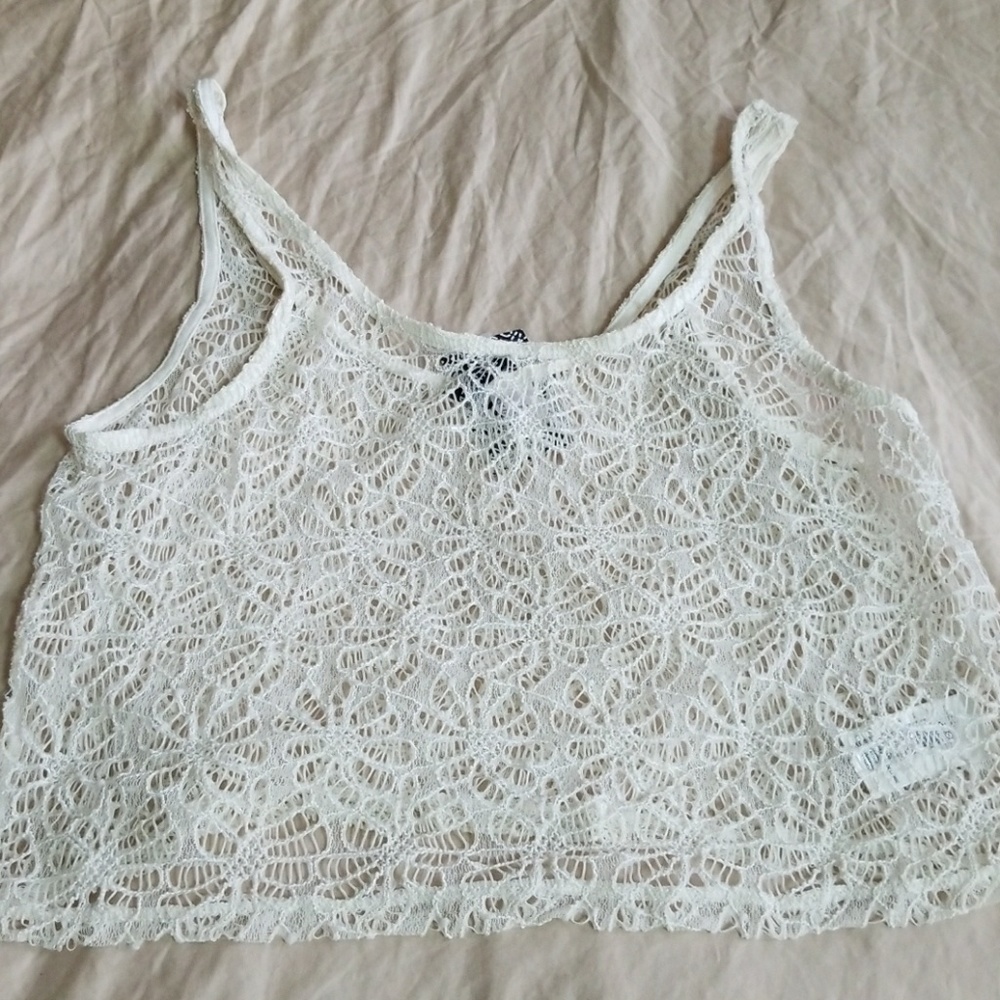 Beige flower crop top