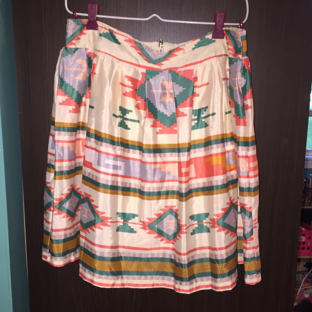 Multicolored Aztec high waisted skirt