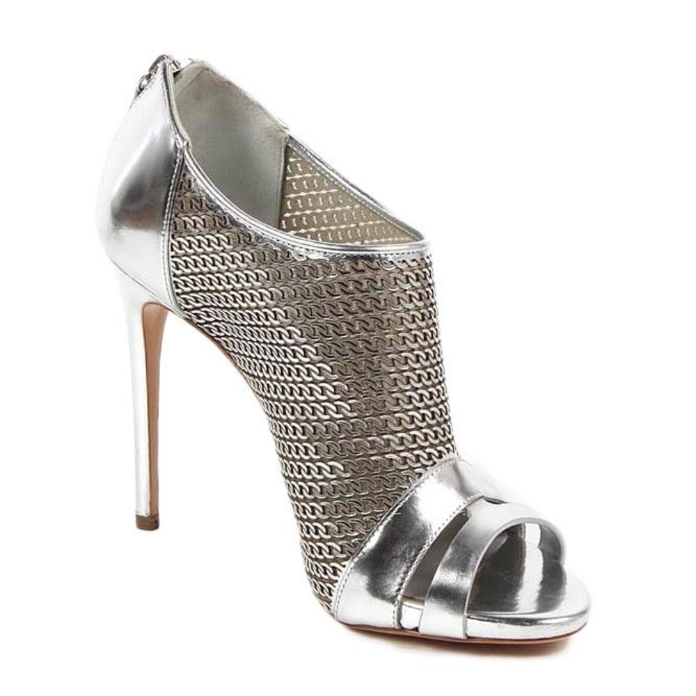 Casadei Size 7 Silver Sequined Heels Never Worn