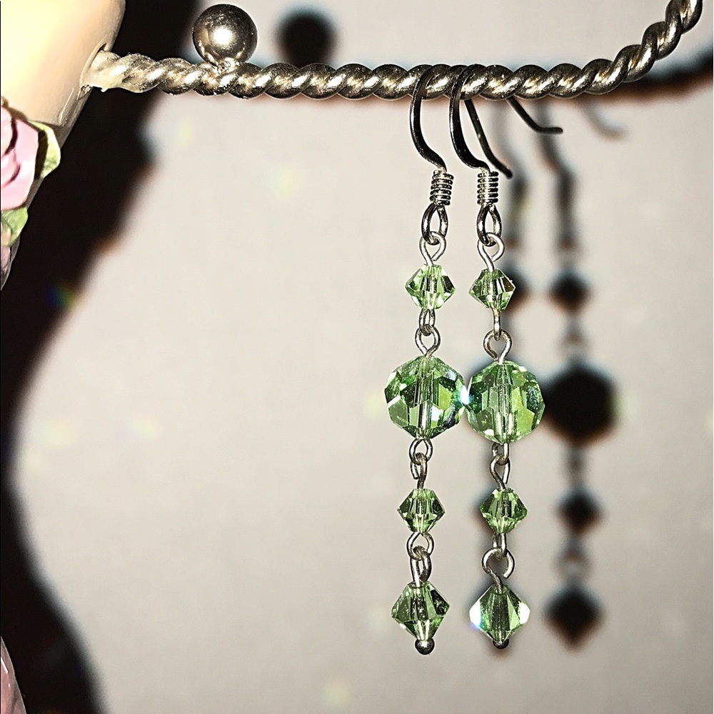 Green Swarovski Crystal Earrings