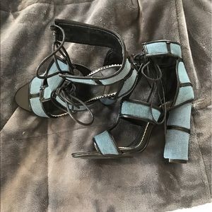 Never worn Jean colored lace up heels