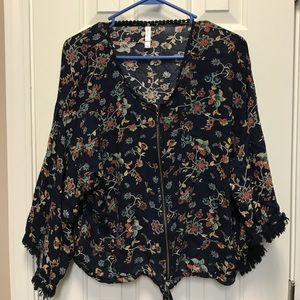 Xhilaration Navy Floral Top