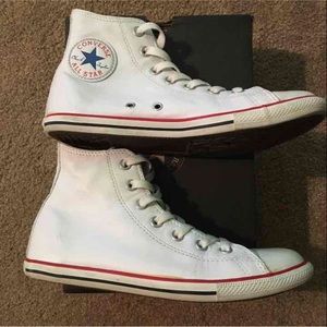 White slim hi tops