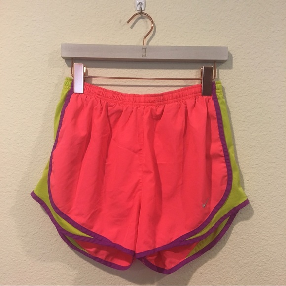 Nike Pants - Nike pink and green dry fit tempos workout shorts Nike Pants - Nike pink and green dry fit tempos workout shorts