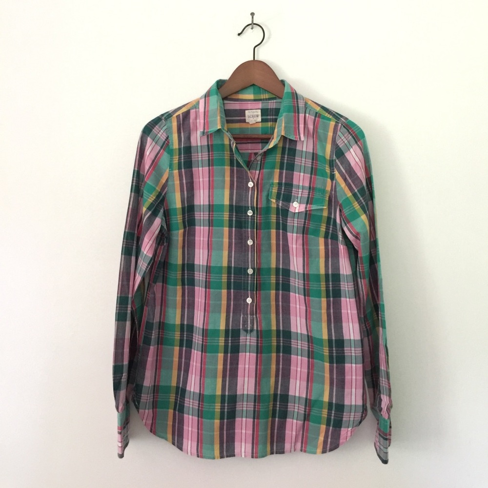 EUC J.Crew plaid popover size S