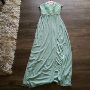 Davids Bridal Mint Strapless Maxi Dress