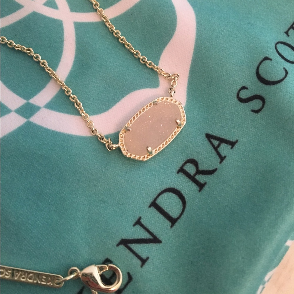 KENDRA SCOTT gold & pale pink druzy necklace!
