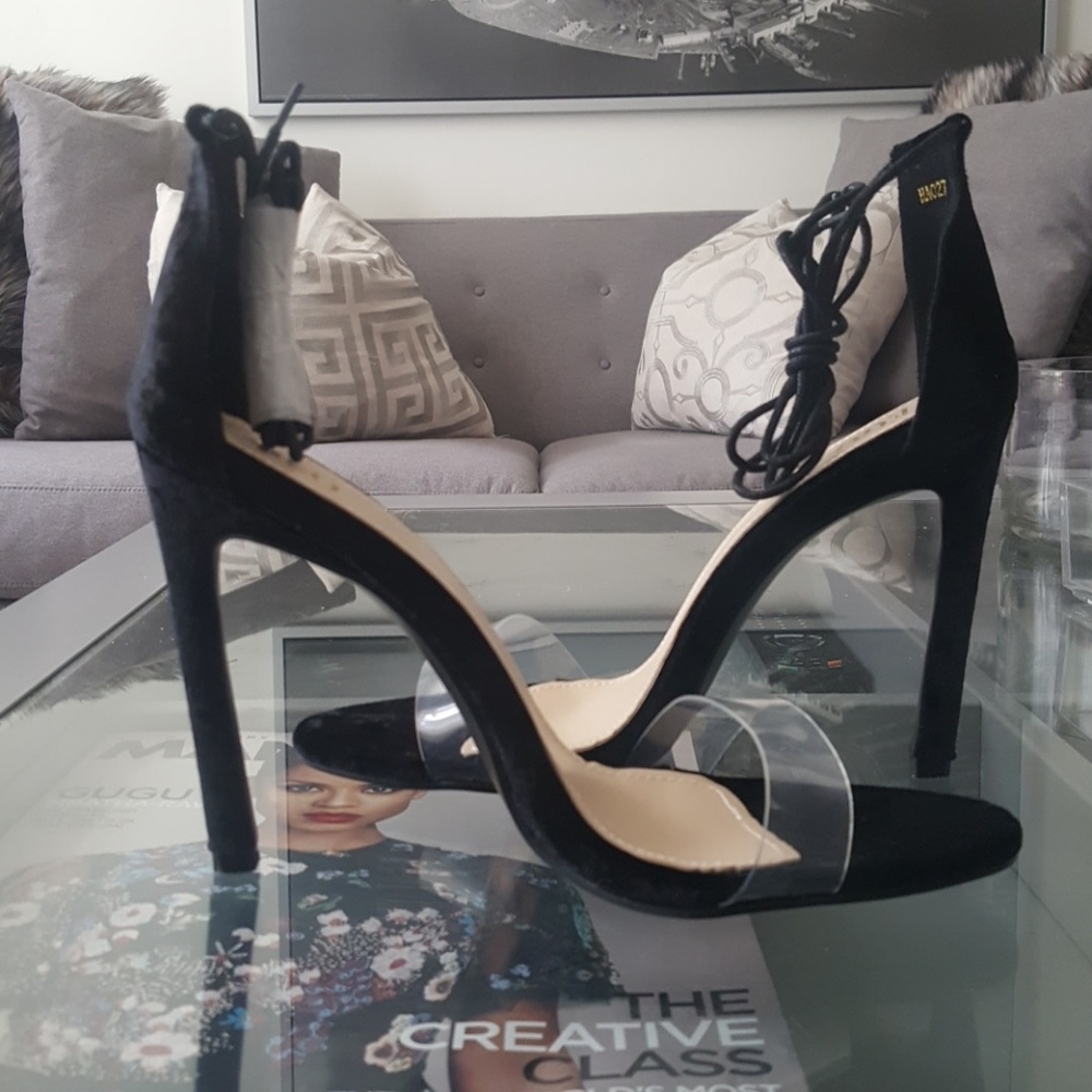Ego Perrie Black Suede Perpex heels