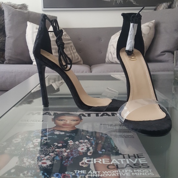 Ego Perrie Black Suede Perpex heels - Picture 2 of 8