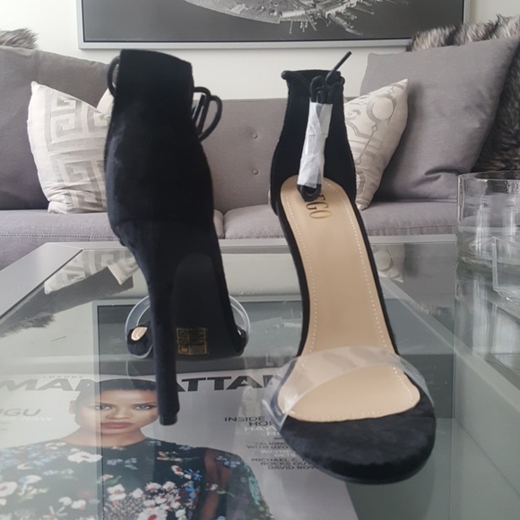 Ego Perrie Black Suede Perpex heels - Picture 3 of 8