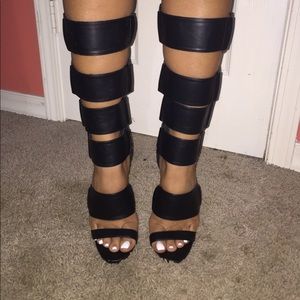 Missguided black gladiator heels