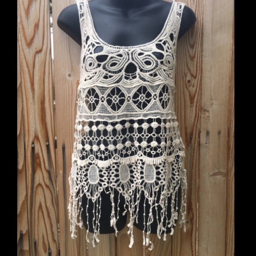 Seven Sisters London Bohemian Crochet Fringe Top