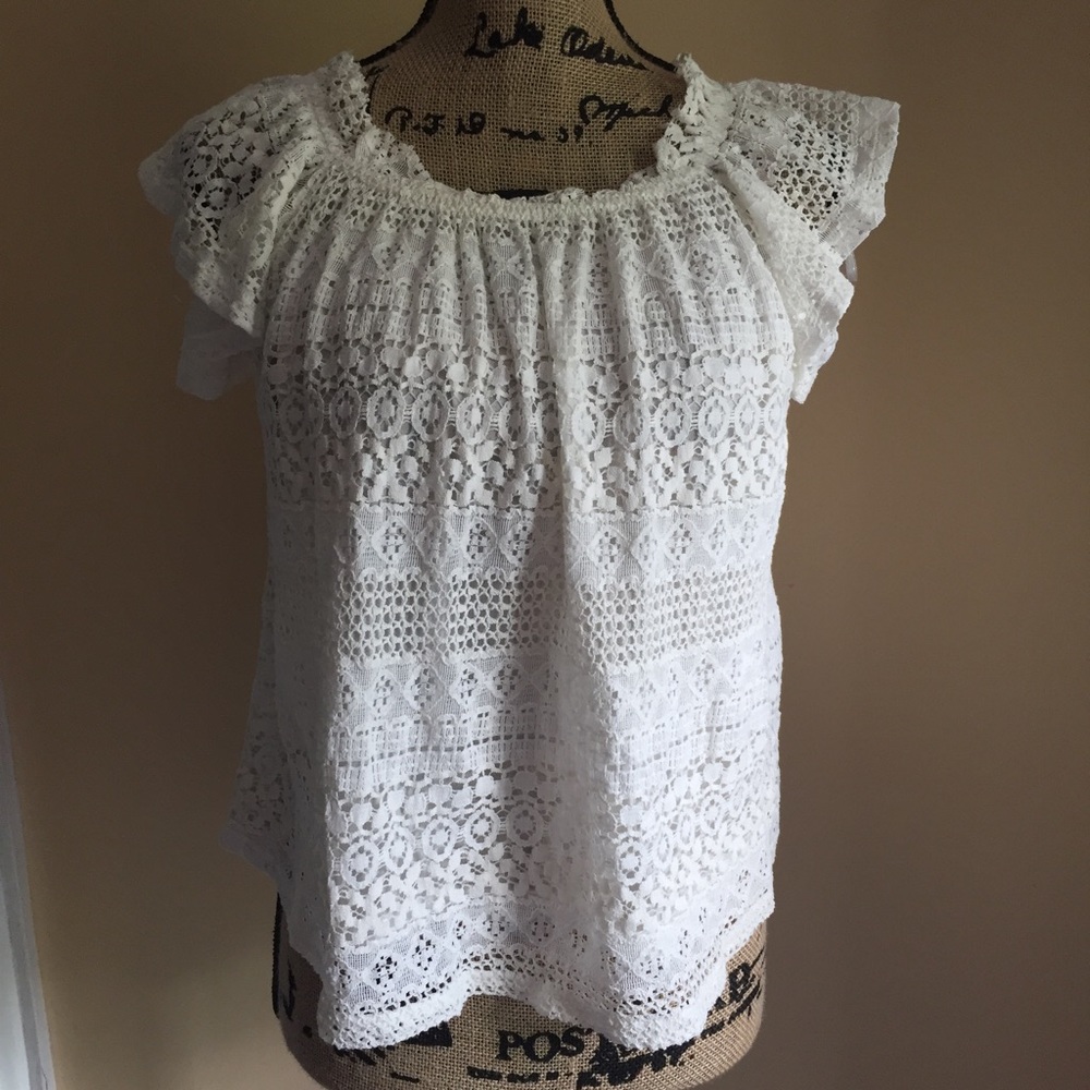 TOPSHOP Lace Bardot Top - Picture 3 of 5