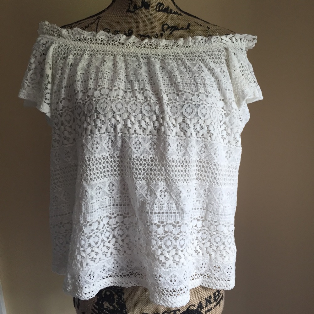 TOPSHOP Lace Bardot Top - Picture 4 of 5