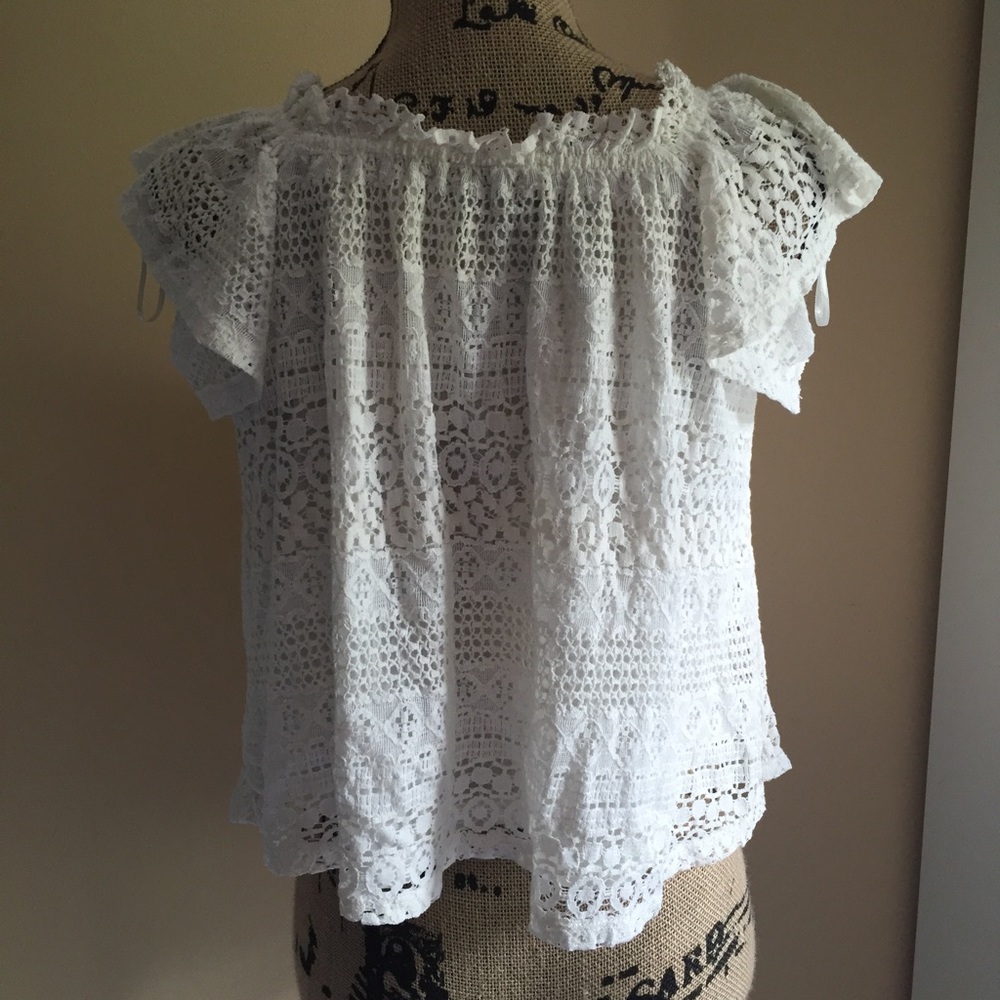 TOPSHOP Lace Bardot Top - Picture 5 of 5