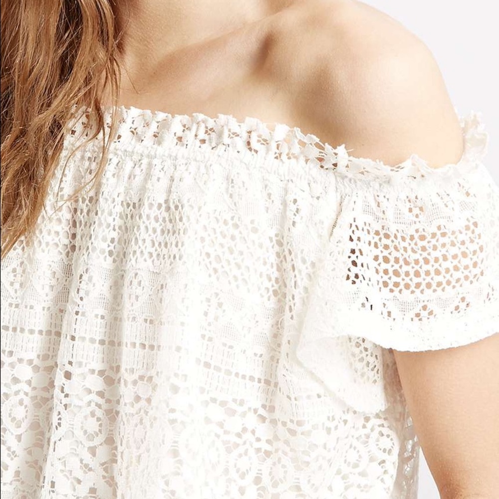 TOPSHOP Lace Bardot Top - Picture 2 of 5