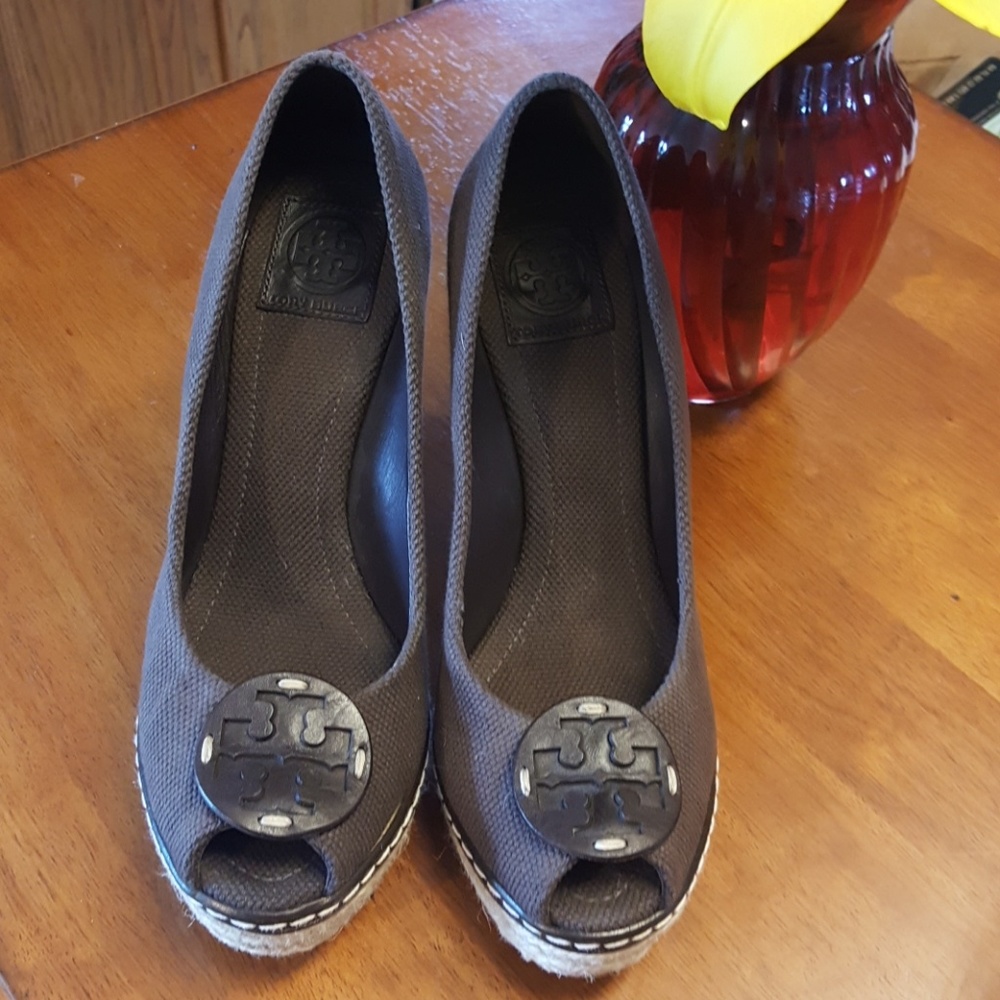 Tory Burch brown canvas espadrilles
