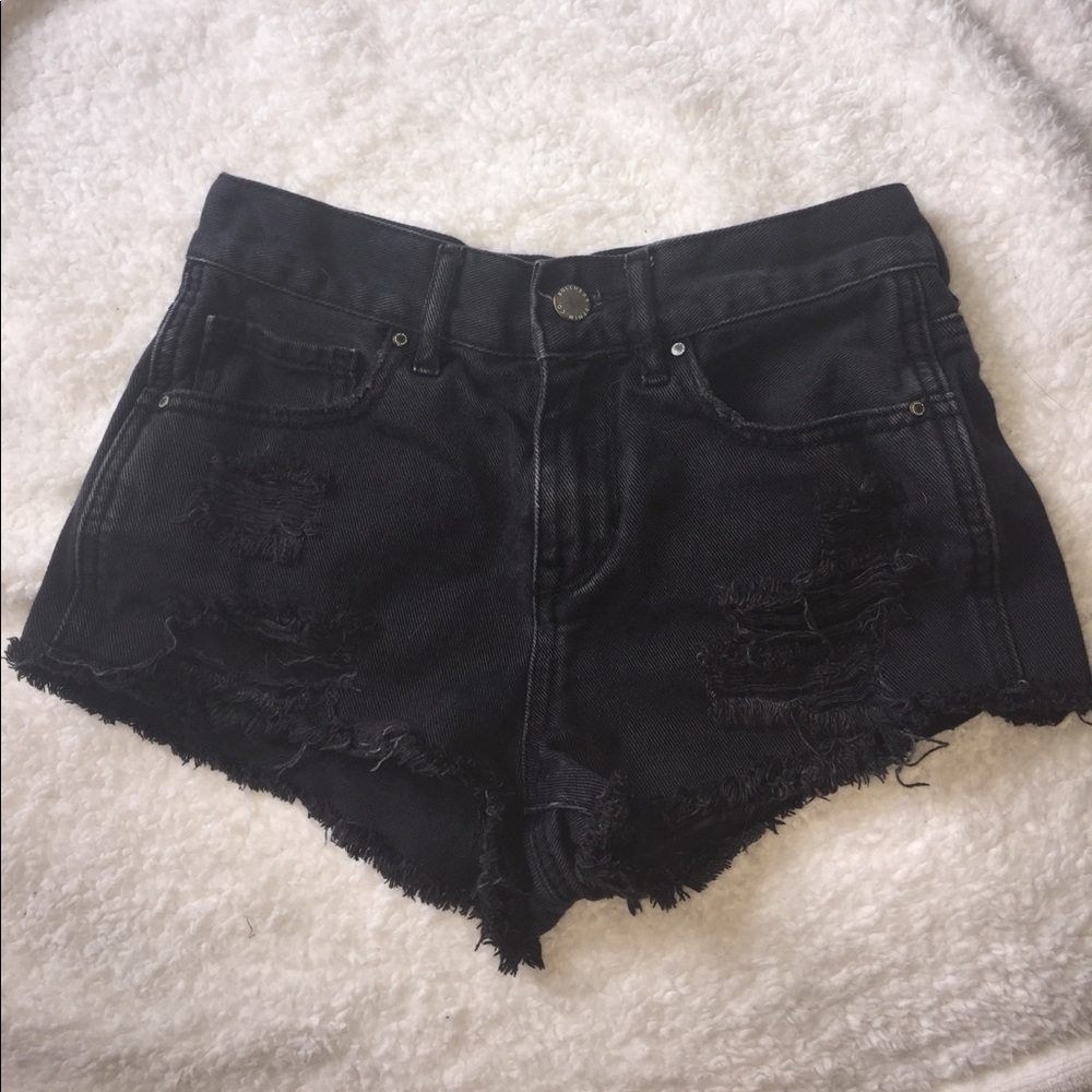 Black Distressed Shorts