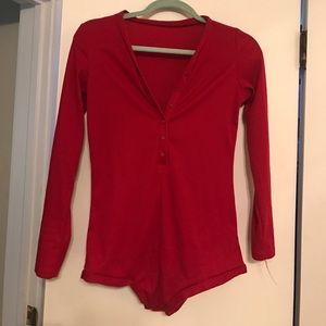 Red long sleeve button up teddy