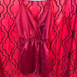 Burgundy satin romper