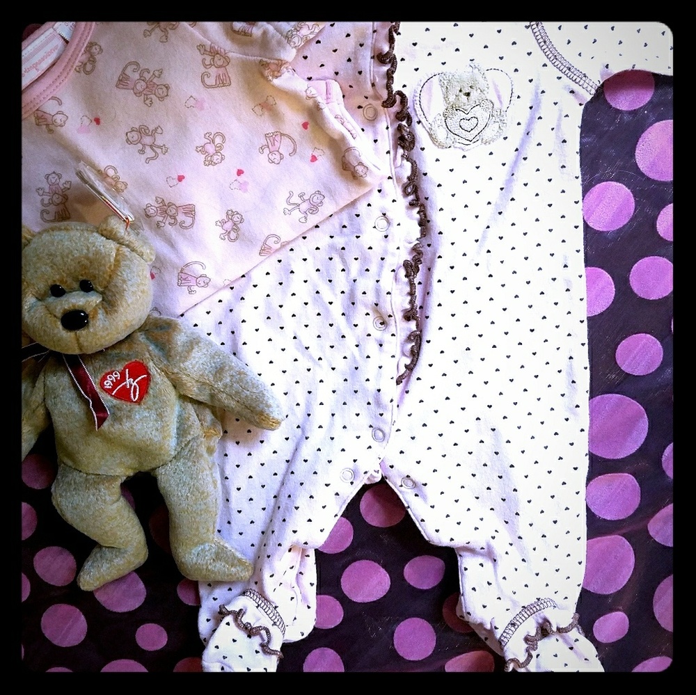 NB Girl Pajama 2 Pair Bundle Money & Bear