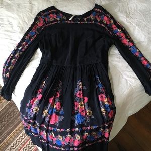 Flower Patterned long sleeve free people dress