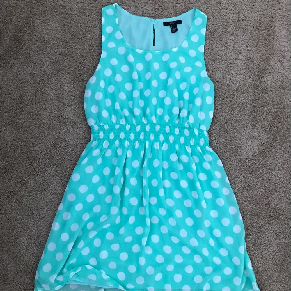 Mint green polkadot knee length dress
