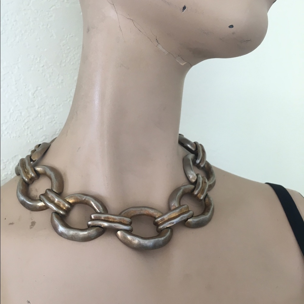 Heavy choker, silver/gold tone costume, exquisite