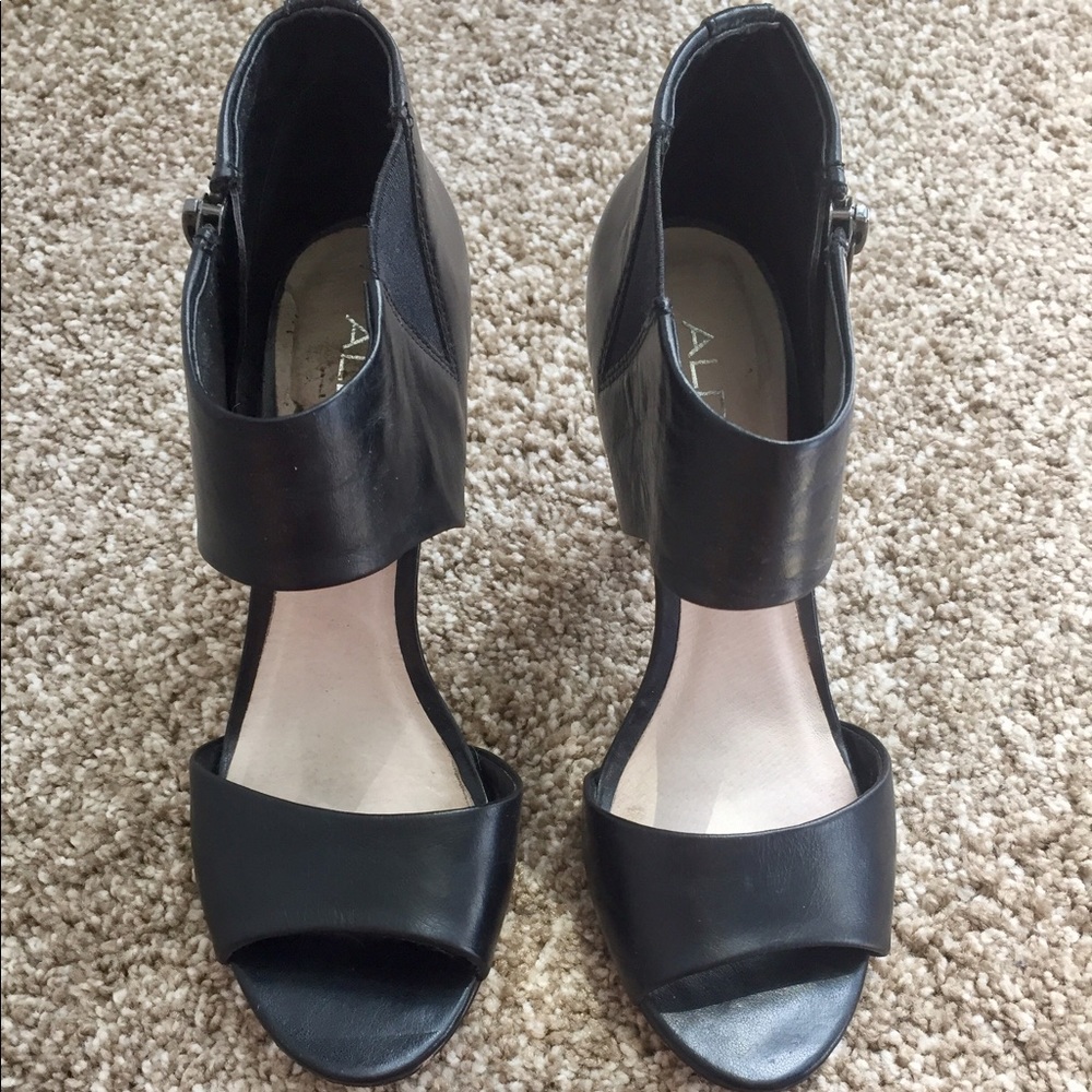 Black leather heels