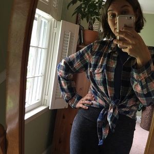 Vintage 100% cotton flannel plaid shirt